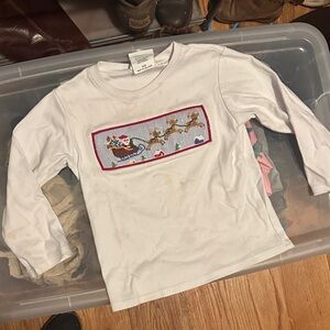 *play* Festive White Long Sleeve Kids Tee with Santa Design